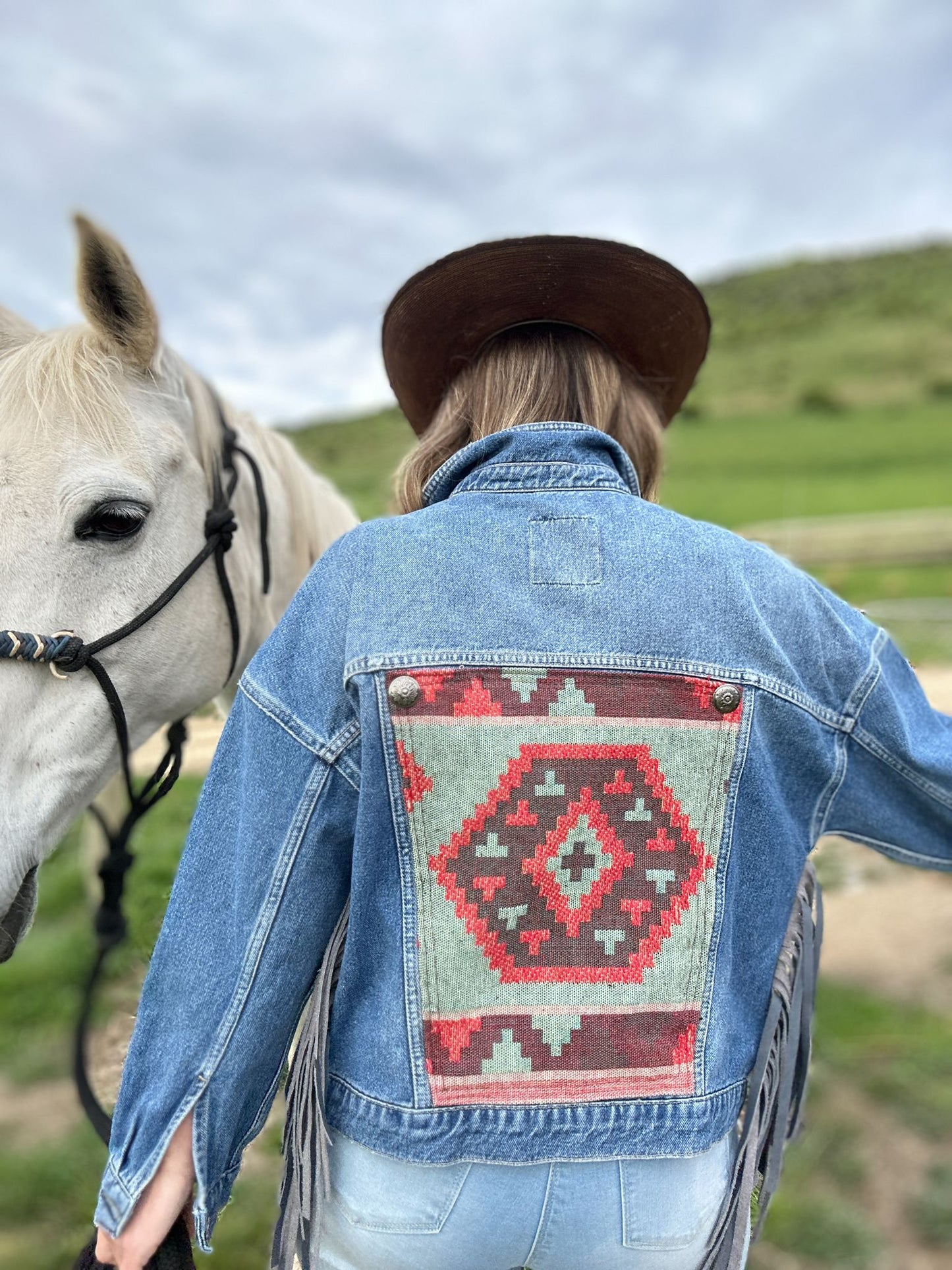 AZTEC with GREY LEATHER JACKET