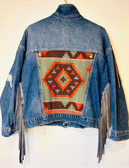 AZTEC with GREY LEATHER JACKET